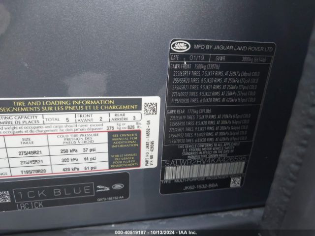 SALWR2RV4KA426595 Land Rover Range Rover Sport Hse