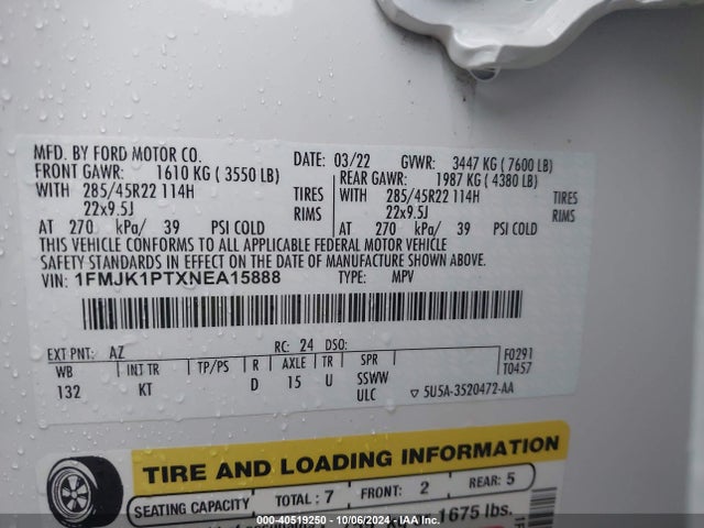 Ford Expedition King Ranch Max 2022 1FMJK1PTXNEA15888 Image 9
