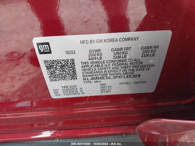KL4MMESL3PB145309 Buick Encore Gx Select Awd