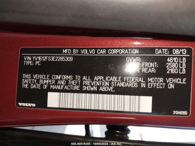 YV1612FS3E2285309 Volvo S60 T5