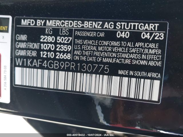 W1KAF4GB9PR130775 Mercedes-Benz C 300 Sedan
