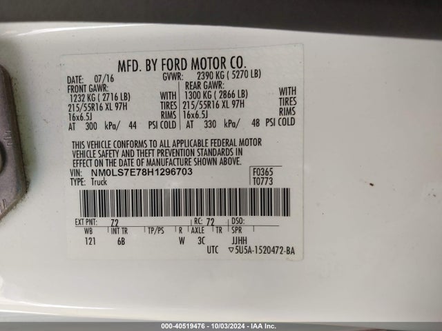 Ford Transit Connect Xl 2017 NM0LS7E78H1296703 Image 9