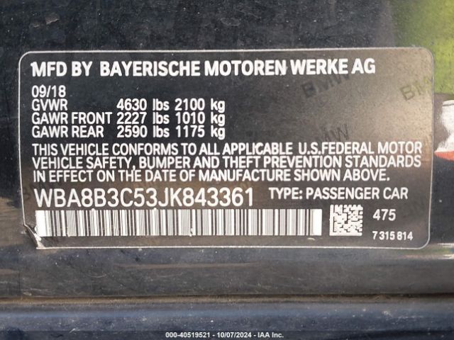 WBA8B3C53JK843361 BMW 340i