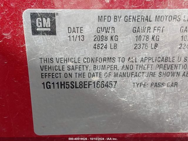 1G11H5SL8EF166457 Chevrolet Malibu 1lz