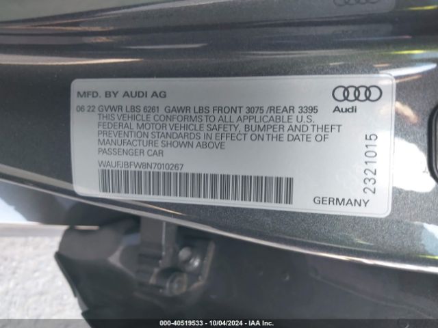 WAUFJBFW8N7010267 Audi E-tron Gt Premium Plus Quattro