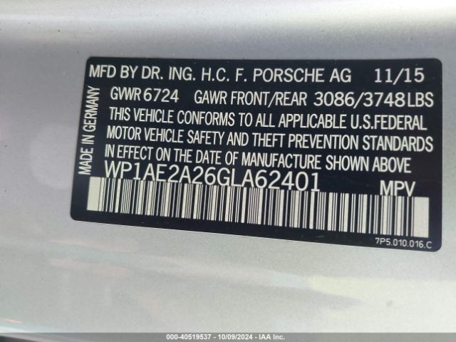 WP1AE2A26GLA62401 Porsche Cayenne E-hybrid S