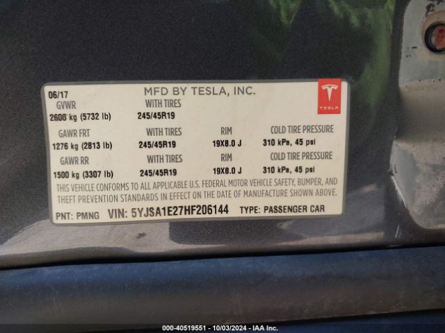 5YJSA1E27HF206144 Tesla Model S 100d/60d/75d/90d/p100d