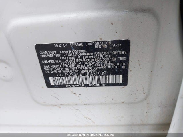 Subaru Forester 2.5i Limited 2018 JF2SJAJC3JH431909 Image 9