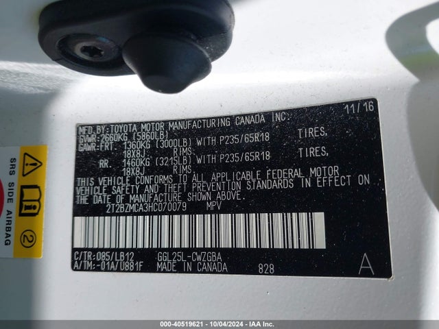 Lexus RX 350 2017 2T2BZMCA3HC070079 Image 9