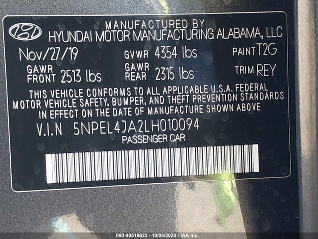 Hyundai SONATA SEL 2020 5NPEL4JA2LH010094 Image 9