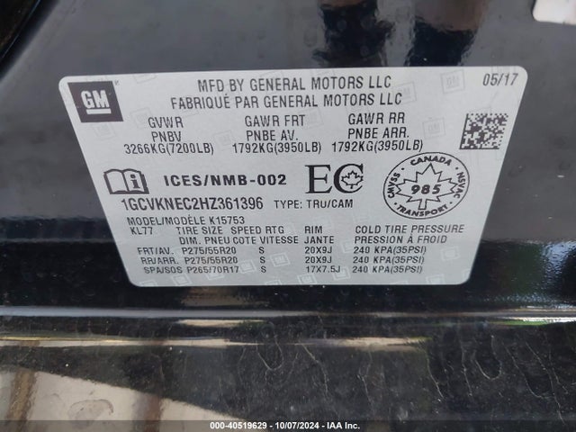 1GCVKNEC2HZ361396 Chevrolet Silverado 1500 Ls/wt