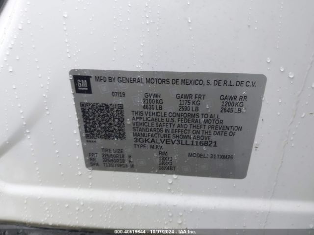 3GKALVEV3LL116821 GMC Terrain Awd Slt