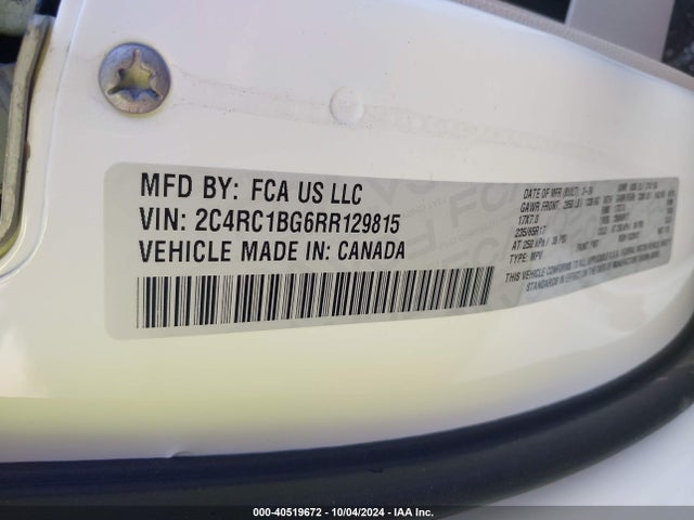 2C4RC1BG6RR129815 Chrysler Pacifica Touring L
