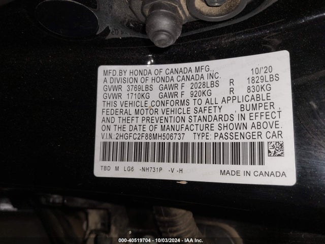 Honda Civic Sport 2021 2HGFC2F88MH506737 Image 9