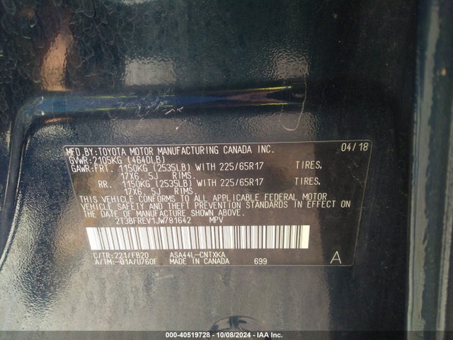 Toyota RAV4 LE 2018 2T3BFREV1JW781642 Image 9
