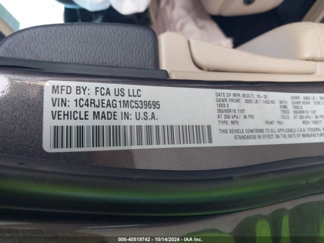 2021 JEEP GRAND CHEROKEE 1C4RJEAG1MC539695 Photo 8