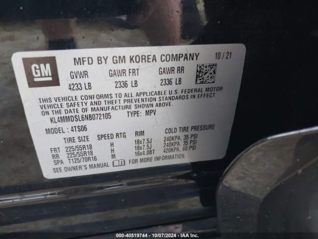 KL4MMDSL6NB072105 Buick Encore Gx Fwd Select