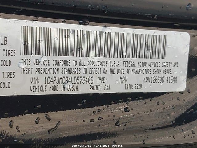1C4PJMCB4LD579409 Jeep Cherokee Latitude 4x4