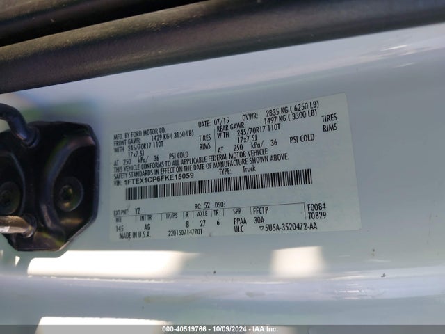 Ford F-150 Xl 2015 1FTEX1CP6FKE15059 Image 9