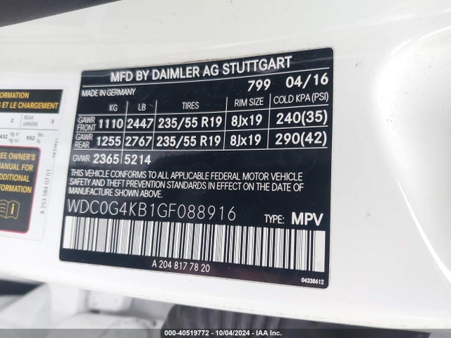 WDC0G4KB1GF088916 Mercedes-Benz Glc 300 4matic