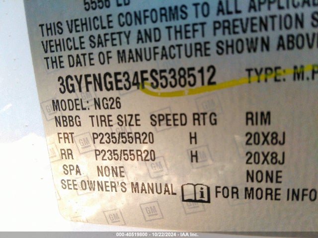 3GYFNGE34FS538512 Cadillac Srx Premium Collection