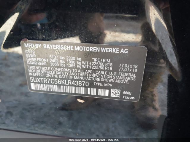 5UXTR7C56KLR43870 BMW X3 Sdrive30i