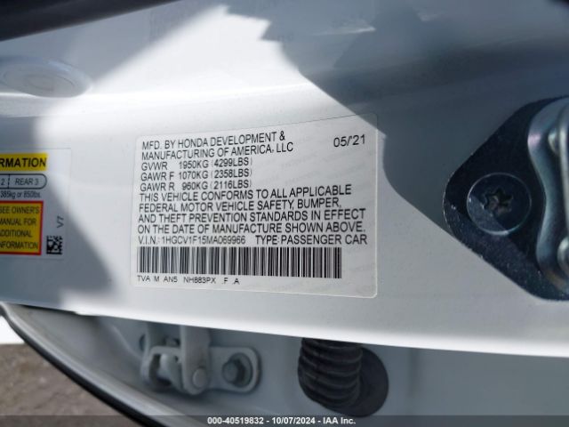 1HGCV1F15MA069966 Honda ACCORD LX