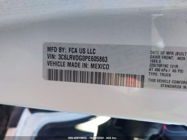 3C6LRVDG0PE605863 RAM Promaster 2500 High Roof 159 Wb