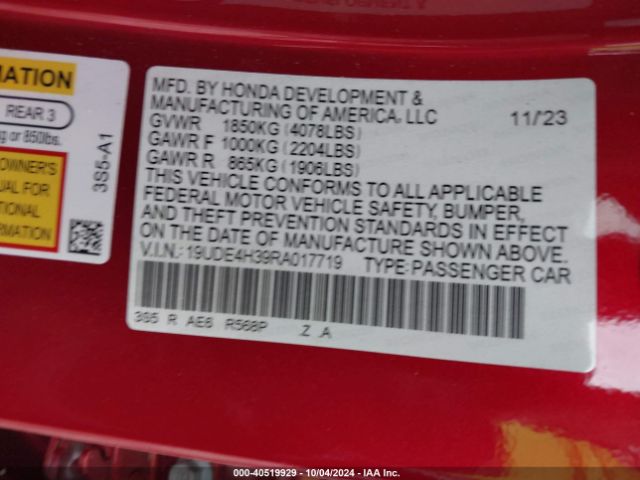 19UDE4H39RA017719 Acura Integra A-spec
