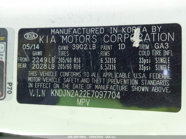 KIA Soul 2014 KNDJN2A22E7097704 Image 9