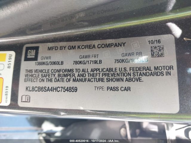 KL8CB6SA4HC754859 Chevrolet Spark Ls Cvt