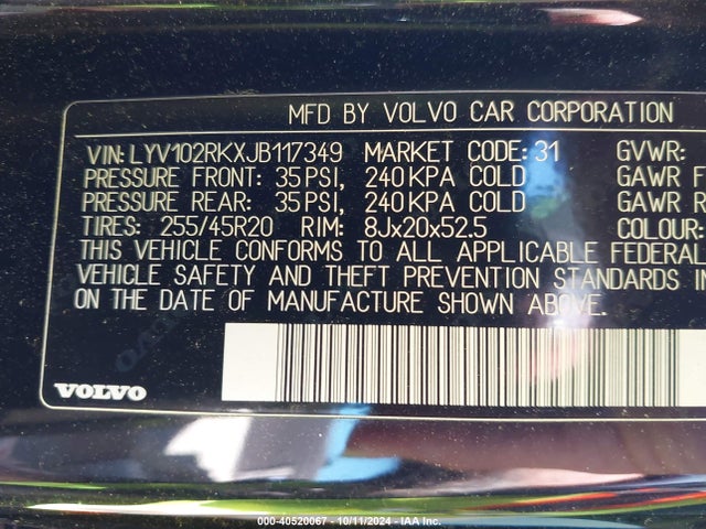 LYV102RKXJB117349 Volvo Xc60 T5 Momentum
