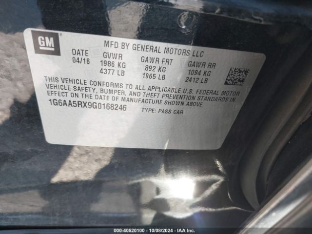 1G6AA5RX9G0168246 Cadillac Ats Standard
