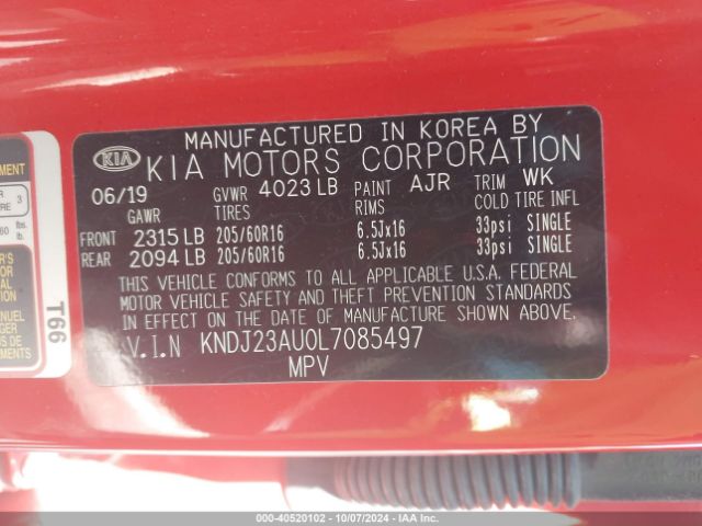KNDJ23AU0L7085497 KIA SOUL LX