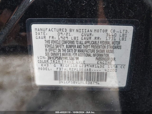Nissan Kicks S Xtronic Cvt 2021 3N1CP5BV1ML538796 Image 9