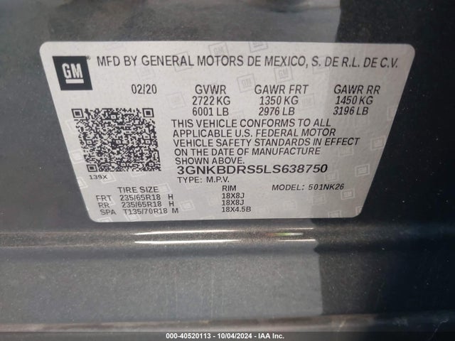 Chevrolet Blazer Fwd 3lt 2020 3GNKBDRS5LS638750 Image 9