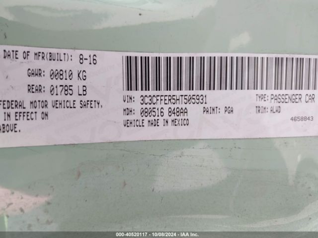 2017 FIAT 500C 3C3CFFER5HT505931 Photo 8