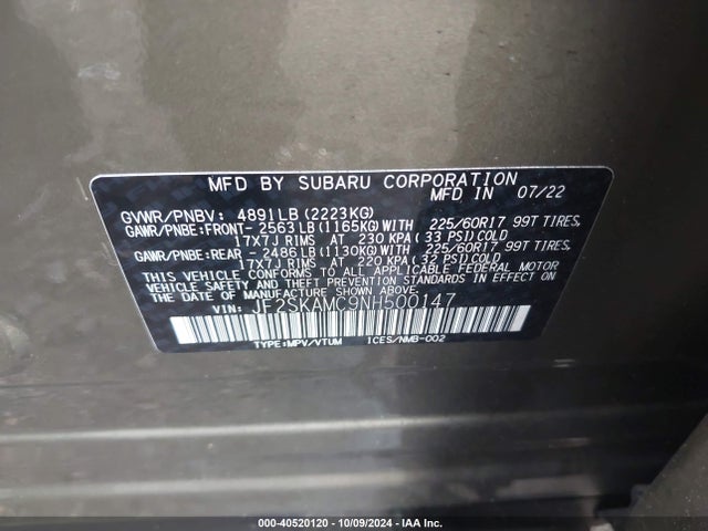 Subaru Forester Wilderness 2022 JF2SKAMC9NH500147 Image 9