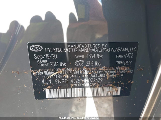 Hyundai Sonata Limited 2021 5NPEH4J25MH072679 Image 9