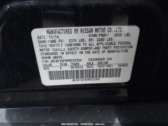 JN1BV7AP6FM333354 Infiniti Q50
