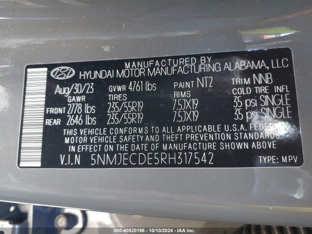 5NMJECDE5RH317542 Hyundai Tucson Limited