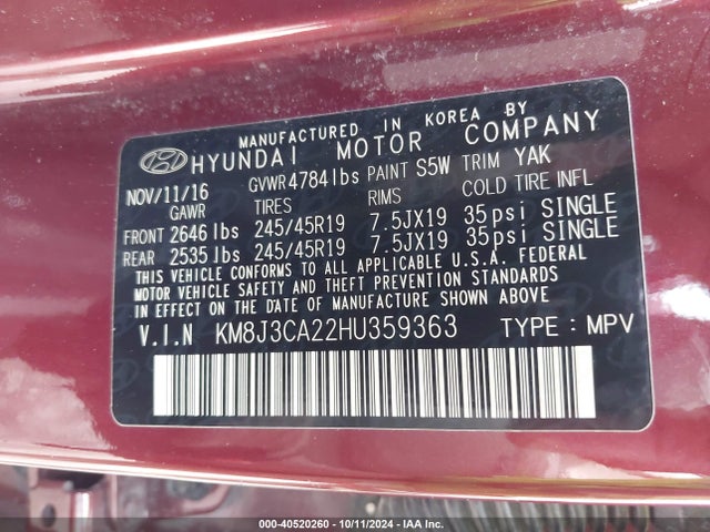 Hyundai Tucson Limited 2017 KM8J3CA22HU359363 Image 7