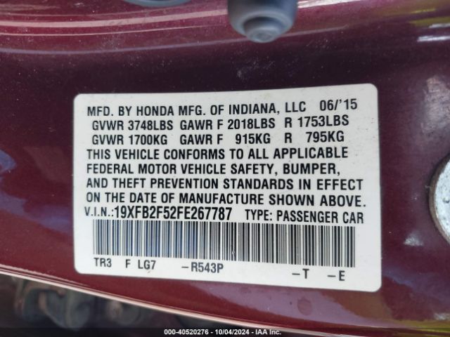 19XFB2F52FE267787 Honda Civic Lx
