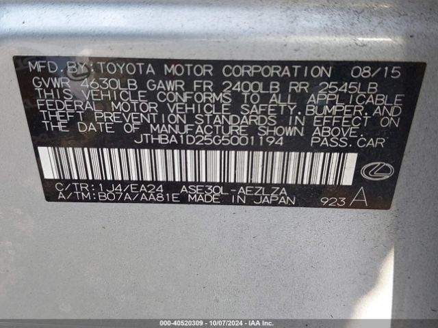 JTHBA1D25G5001194 Lexus IS 200T