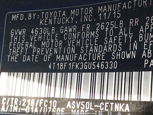 Toyota CAMRY LE 2016 4T1BF1FK3GU546330 Image 9