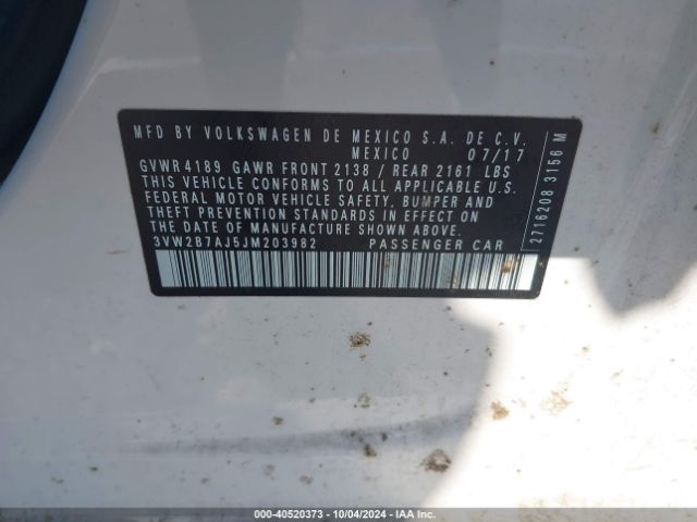 3VW2B7AJ5JM203982 Volkswagen Jetta 1.4t S