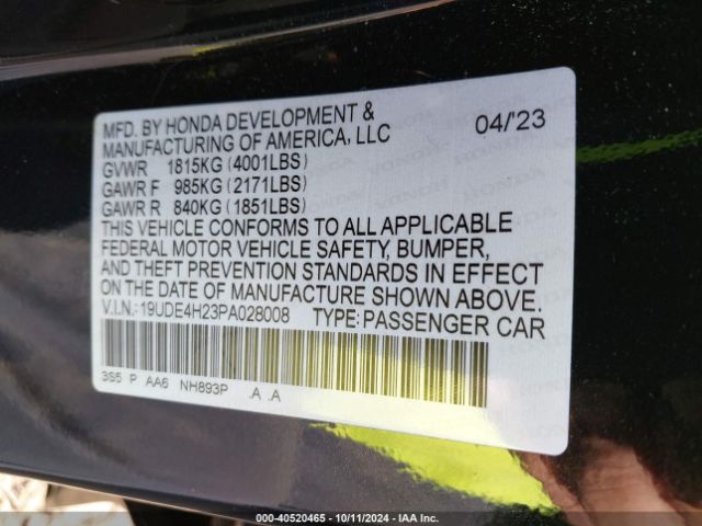 19UDE4H23PA028008 Acura Integra