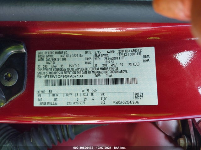 Ford F-150 Xlt 2016 1FTEW1CF9GFA67133 Image 9