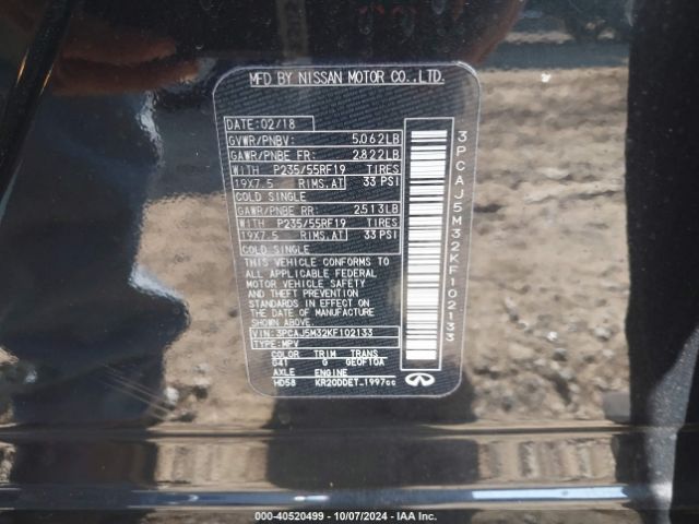 3PCAJ5M32KF102133 Infiniti Qx50 Essential