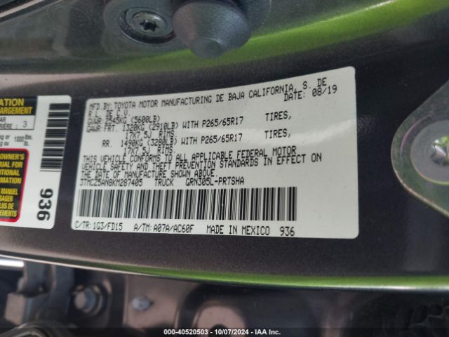 3TMCZ5AN8KM287405 Toyota Tacoma Trd Sport